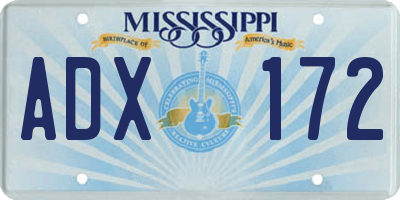 MS license plate ADX172