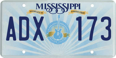 MS license plate ADX173