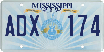MS license plate ADX174