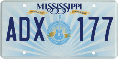 MS license plate ADX177