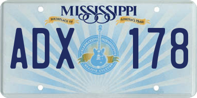 MS license plate ADX178