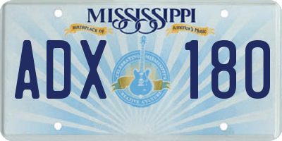 MS license plate ADX180