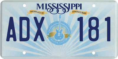 MS license plate ADX181