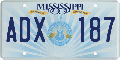 MS license plate ADX187