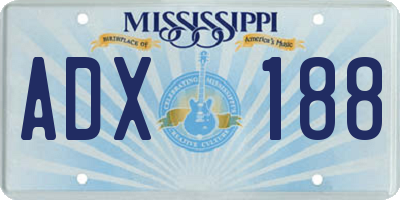 MS license plate ADX188