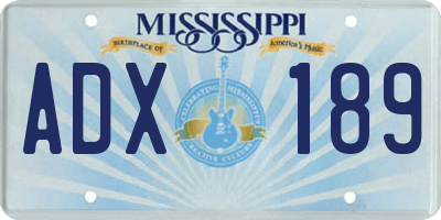 MS license plate ADX189