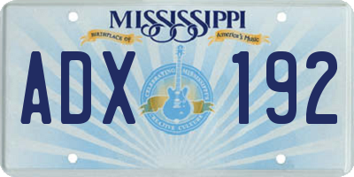 MS license plate ADX192