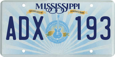 MS license plate ADX193