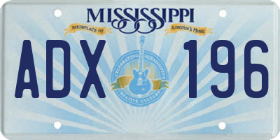 MS license plate ADX196