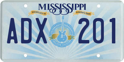 MS license plate ADX201