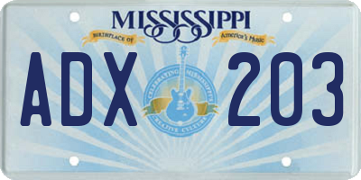 MS license plate ADX203