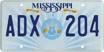 MS license plate ADX204