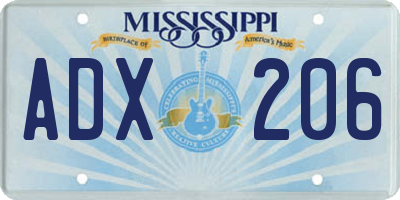 MS license plate ADX206