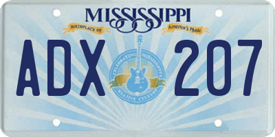 MS license plate ADX207