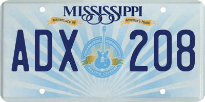 MS license plate ADX208