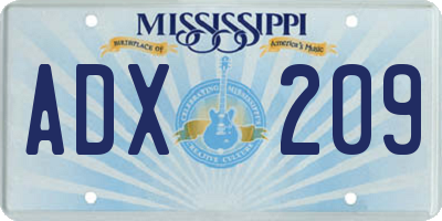 MS license plate ADX209