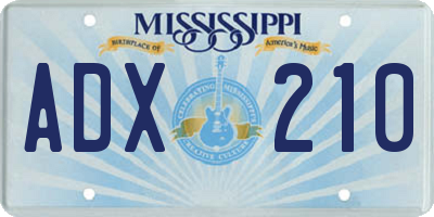 MS license plate ADX210
