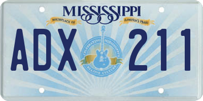 MS license plate ADX211