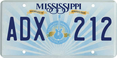 MS license plate ADX212