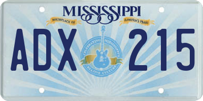 MS license plate ADX215