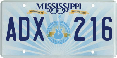 MS license plate ADX216