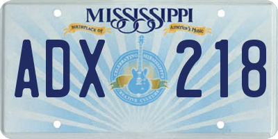 MS license plate ADX218