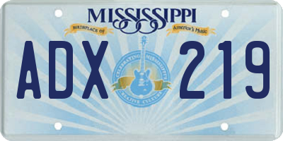 MS license plate ADX219