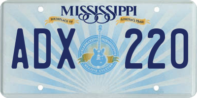 MS license plate ADX220