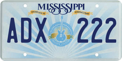 MS license plate ADX222