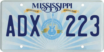 MS license plate ADX223
