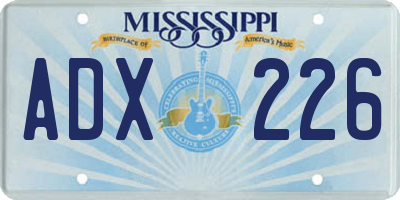 MS license plate ADX226