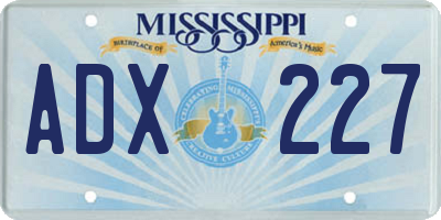 MS license plate ADX227
