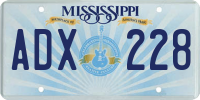 MS license plate ADX228