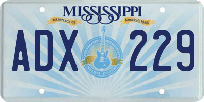 MS license plate ADX229