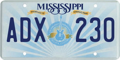MS license plate ADX230