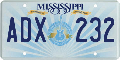 MS license plate ADX232