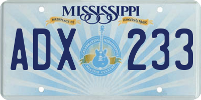 MS license plate ADX233