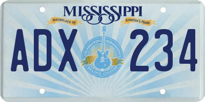 MS license plate ADX234