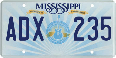 MS license plate ADX235
