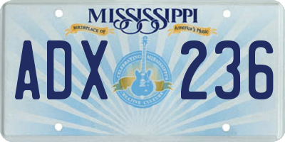 MS license plate ADX236