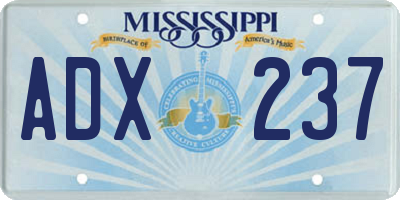 MS license plate ADX237