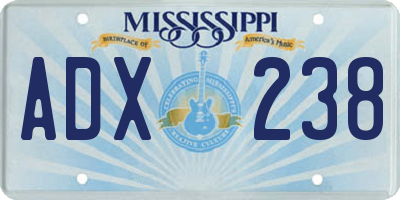 MS license plate ADX238