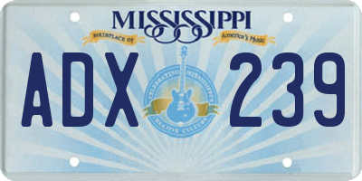 MS license plate ADX239