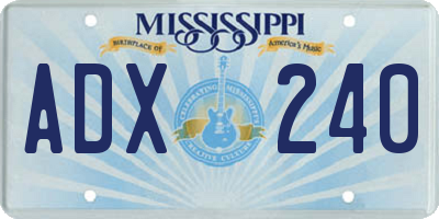 MS license plate ADX240