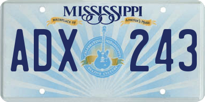 MS license plate ADX243