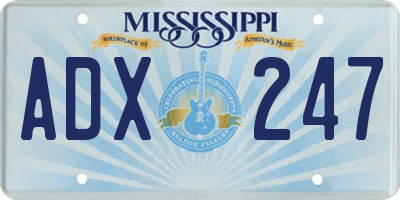 MS license plate ADX247