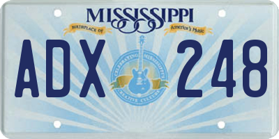 MS license plate ADX248