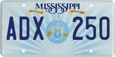 MS license plate ADX250