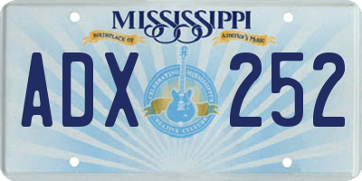 MS license plate ADX252