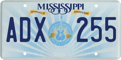MS license plate ADX255